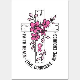 Faith Heal Christian Breast Cancer Awareness Jesus Posters and Art